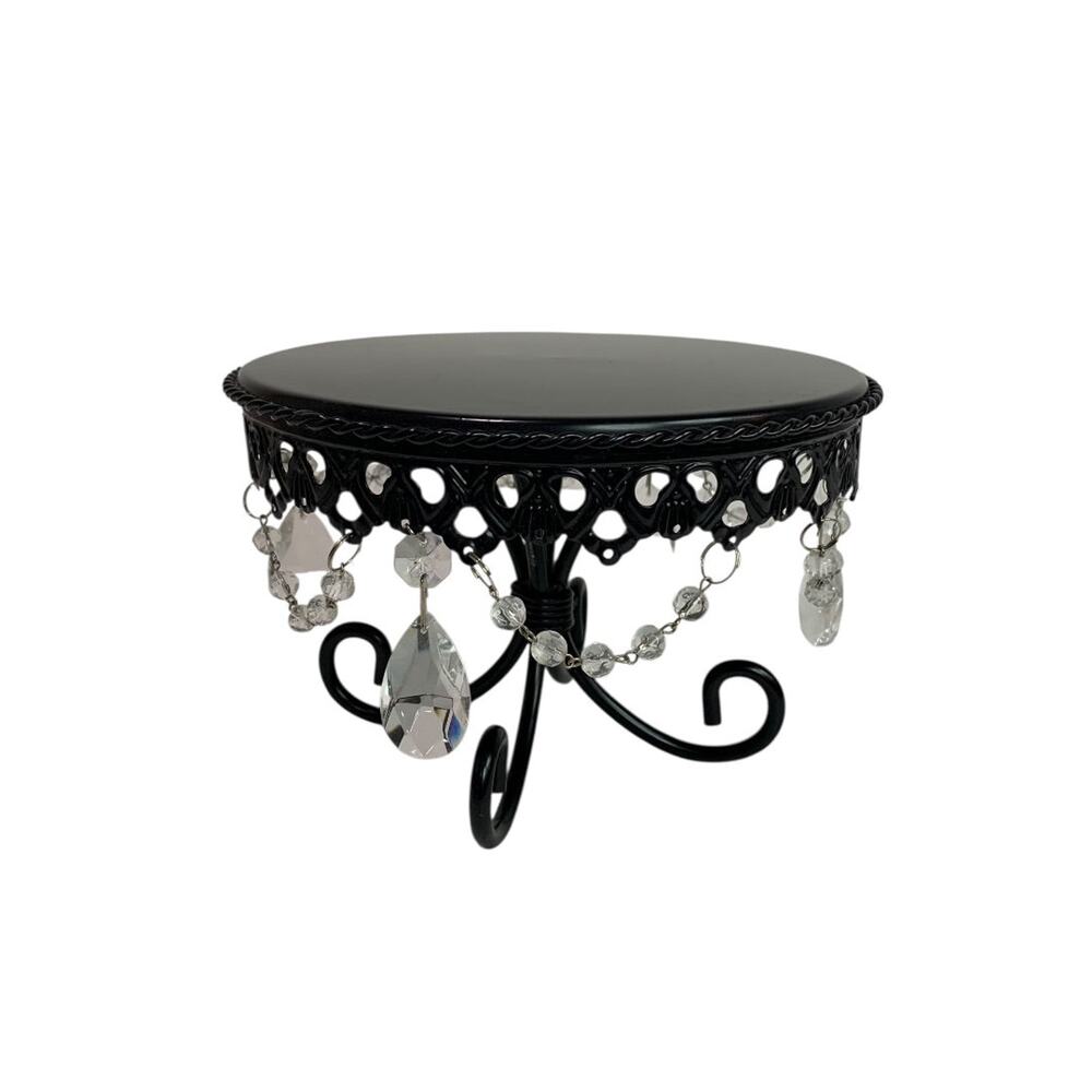 Elegant Black Decorative Stand with Crystal Accents - Picture 5 of 5